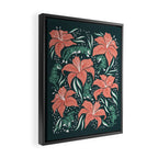 Tigers & Tiger Lilies - Teal & Rose Framed Canvas Print Gallery Image 2