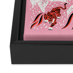Tigers & Tiger Lilies - Vermilion & Pink Framed Canvas Print Gallery Image 3