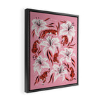 Tigers & Tiger Lilies - Vermilion & Pink Framed Canvas Print Gallery Image 2