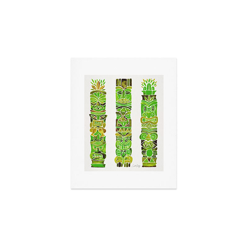 Tiki Totems - Green Art Print Gallery Image 1