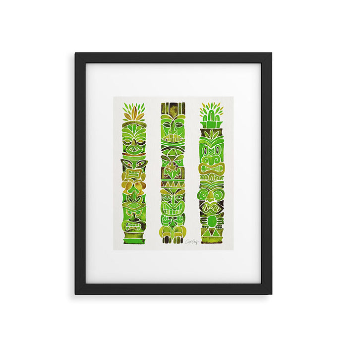 Tiki Totems - Green Framed Art Print Gallery Image 1