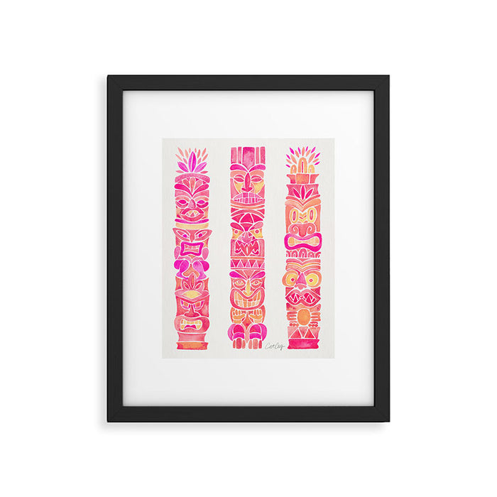 Tiki Totems - Pink Palette Framed Art Print Gallery Image 1