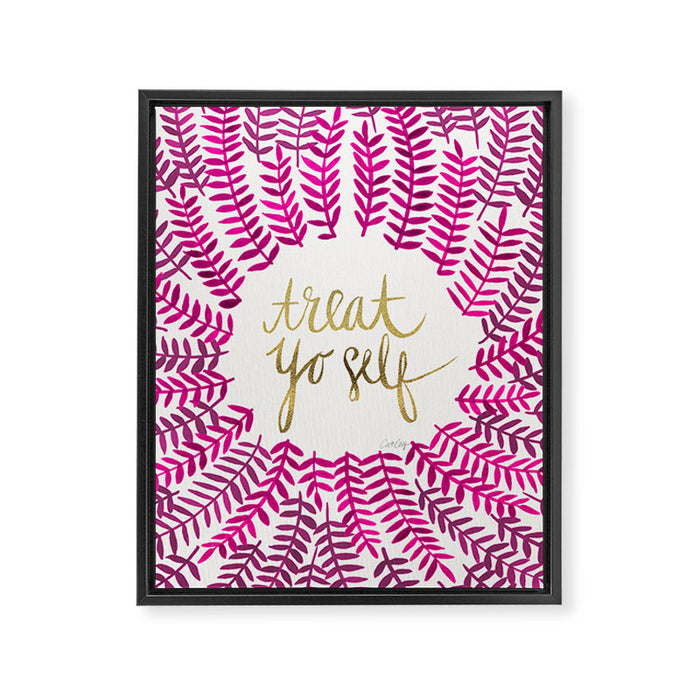 Treat Yo Self â Pink & Gold Framed Canvas Print Gallery Image 1