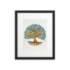 Tree of Life Watercolor - Ochre & Teal Framed Art Print Gallery Image 5