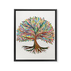 Tree of Life Watercolor - Rainbow Palette Framed Canvas Print Gallery Image 6