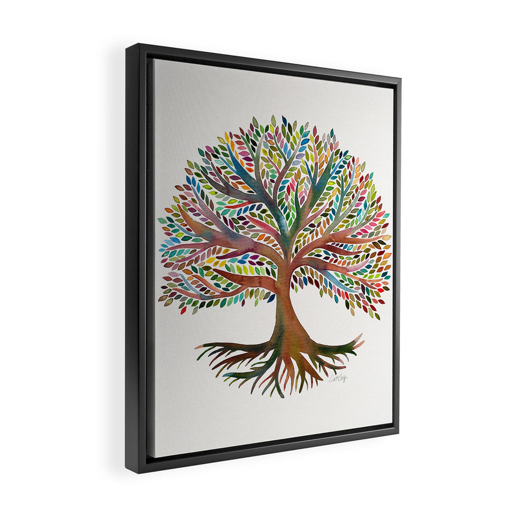 Tree of Life Watercolor - Rainbow Palette Framed Canvas Print Gallery Image 2