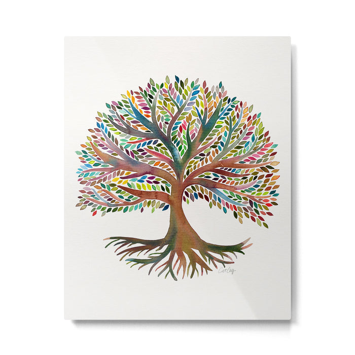 Tree of Life Watercolor - Rainbow Palette Metal Print Gallery Image 1