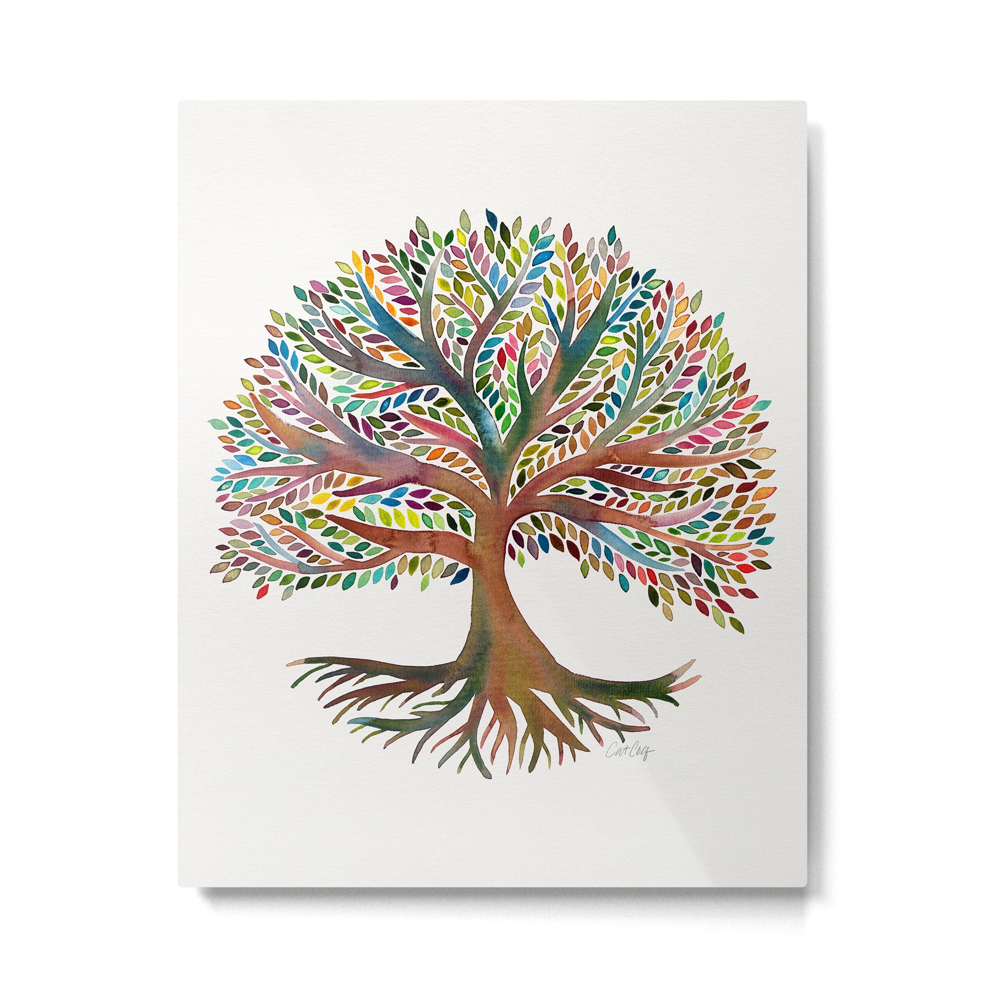 Tree of Life Watercolor - Rainbow Palette Metal Print Gallery Image 4