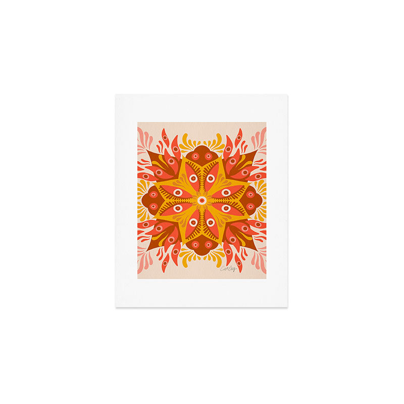 Trippy Mandala - Retro Ochre Art Print Gallery Image 1