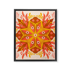 Trippy Mandala - Retro Ochre Framed Canvas Print Gallery Image 8
