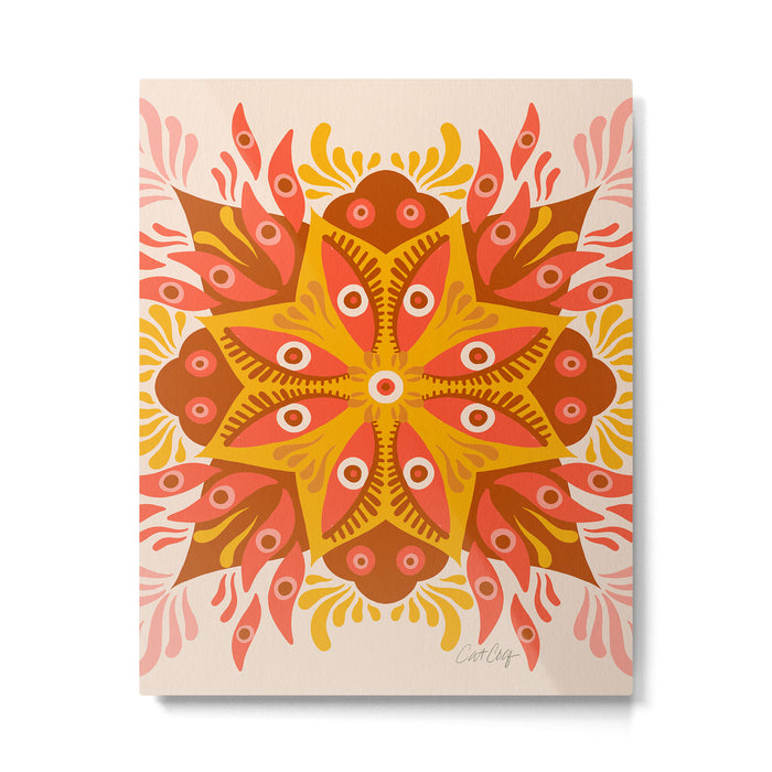 Trippy Mandala - Retro Ochre Metal Print Gallery Image 1