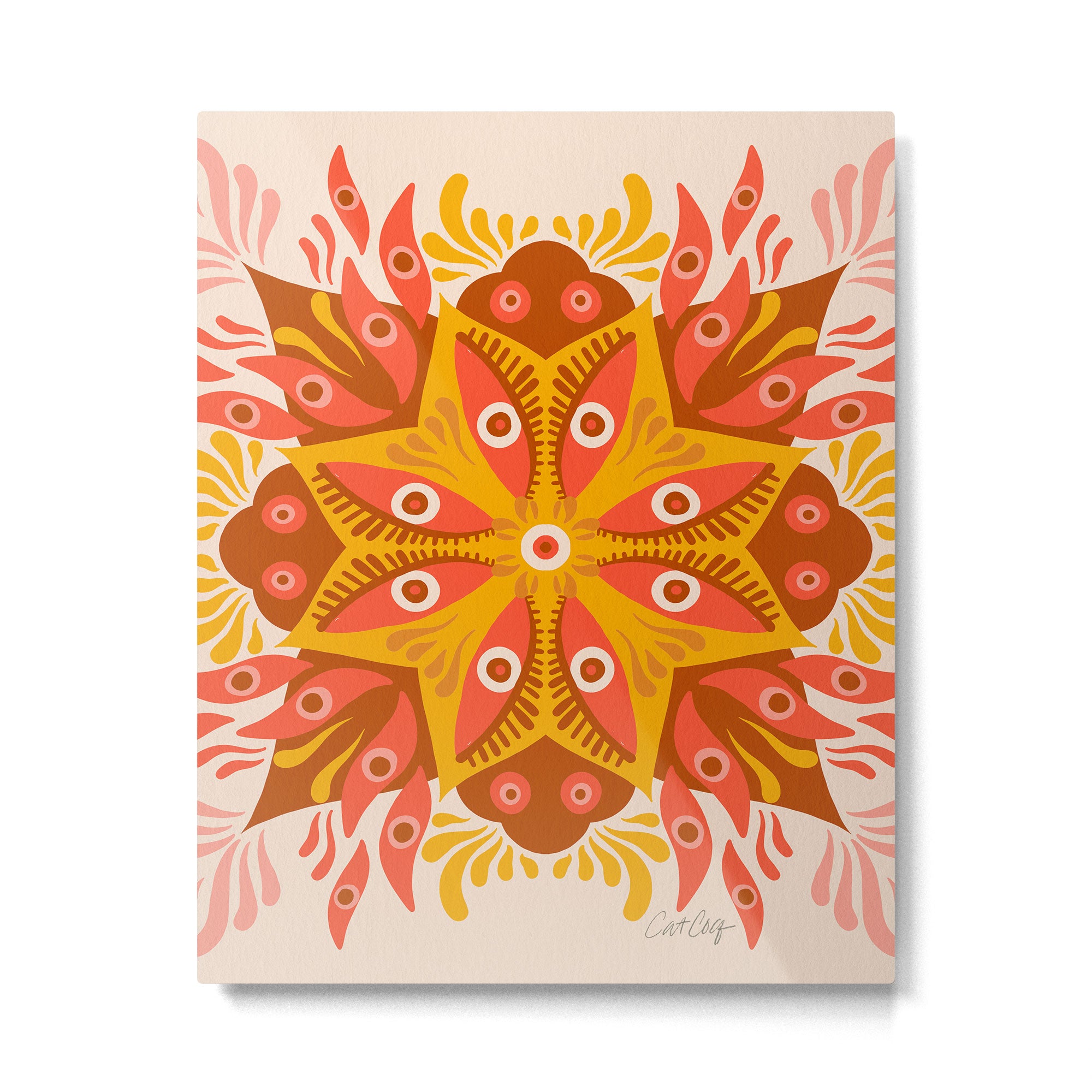 Trippy Mandala - Retro Ochre Metal Print Gallery Image 6