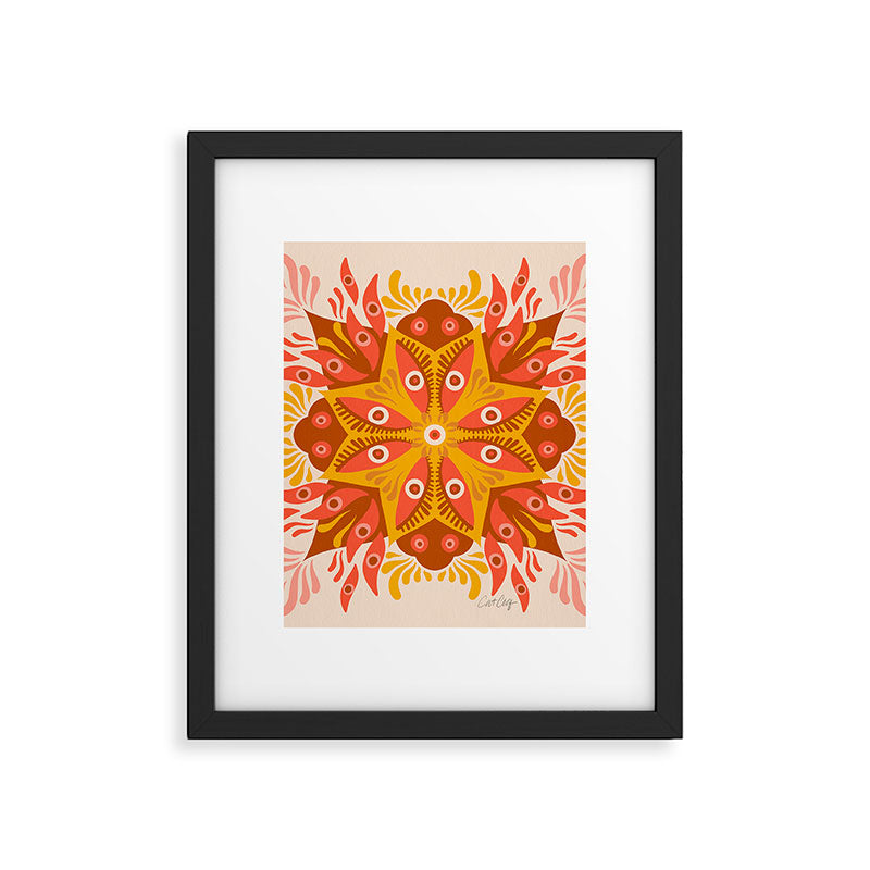 Trippy Mandala - Retro Ochre Framed Art Print Gallery Image 6