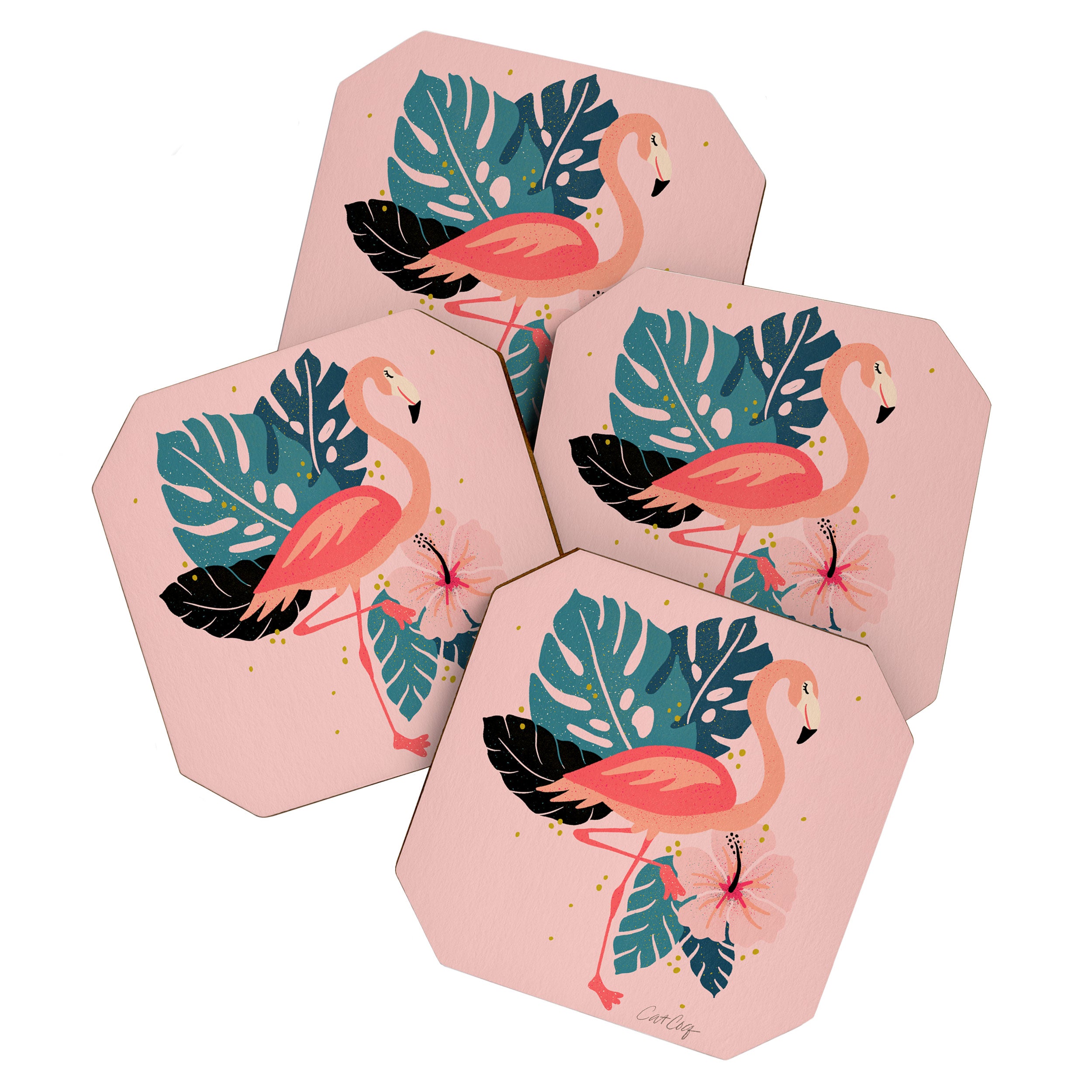 Tropical Flamingos - Pink Palette Coaster Gallery Image 1