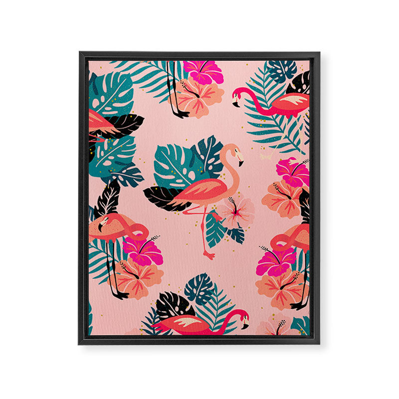 Tropical Flamingos - Pink Palette Framed Canvas Print Gallery Image 8