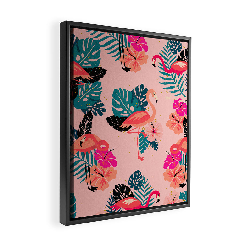 Tropical Flamingos - Pink Palette Framed Canvas Print Gallery Image 2