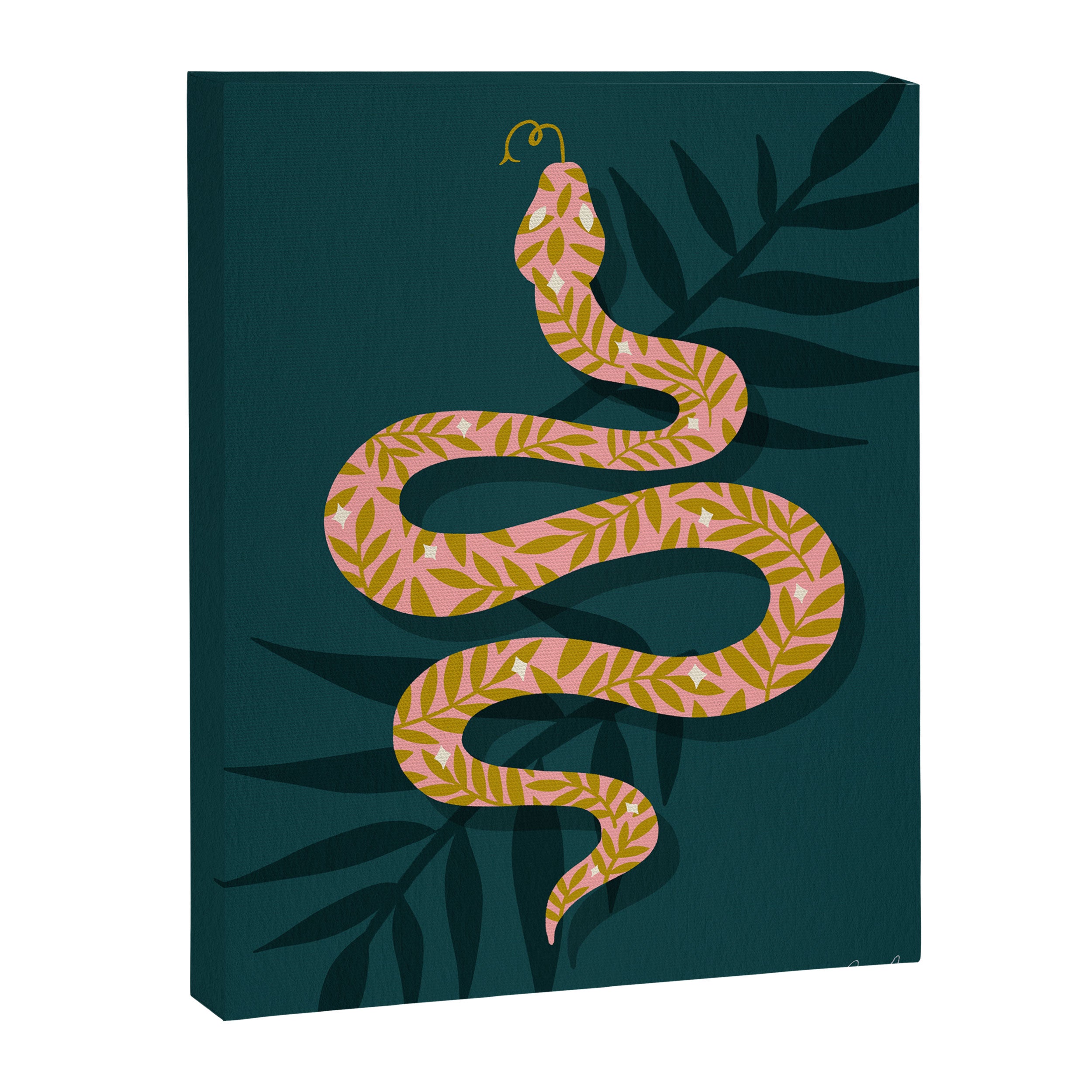 Tropical Serpent - Teal & Blush Canvas Print Gallery Image 6
