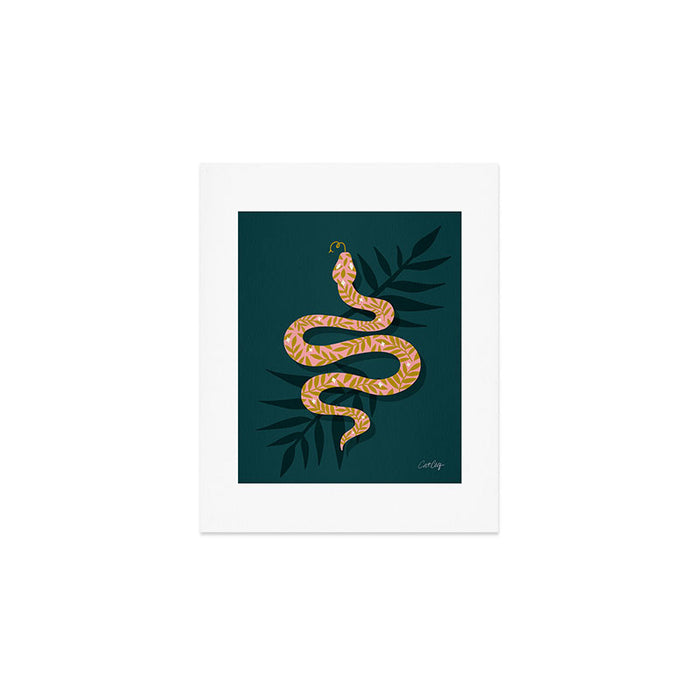 Tropical Serpent - Teal & Blush Art Print Gallery Image 1