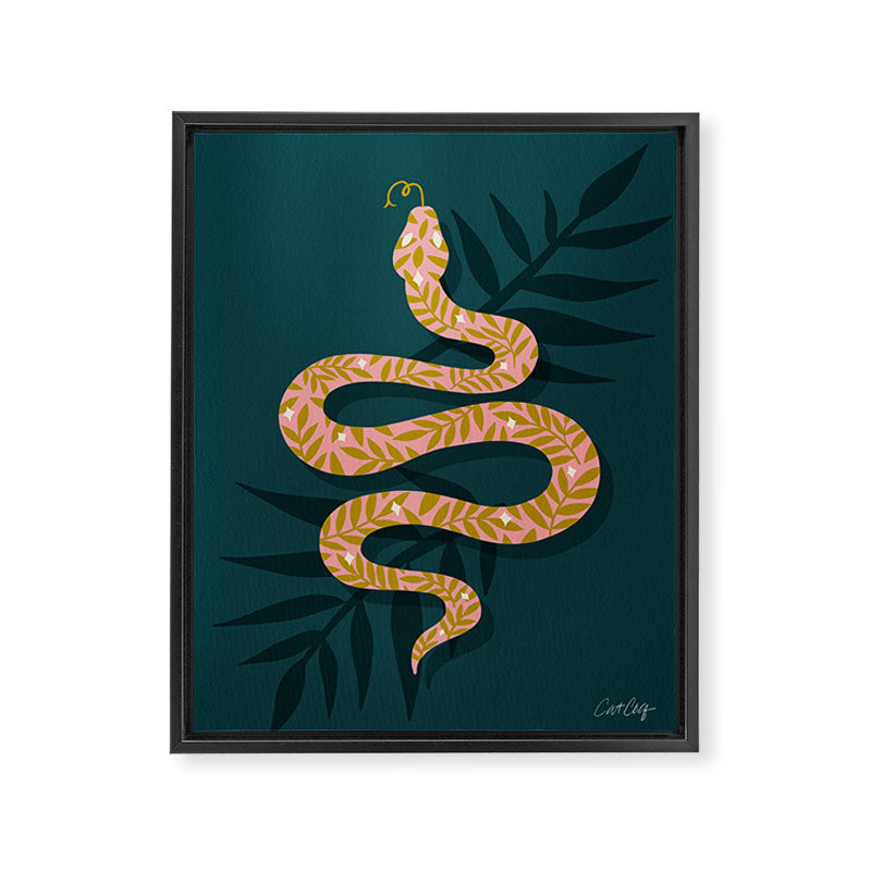 Tropical Serpent - Teal & Blush Framed Canvas Print Gallery Image 6