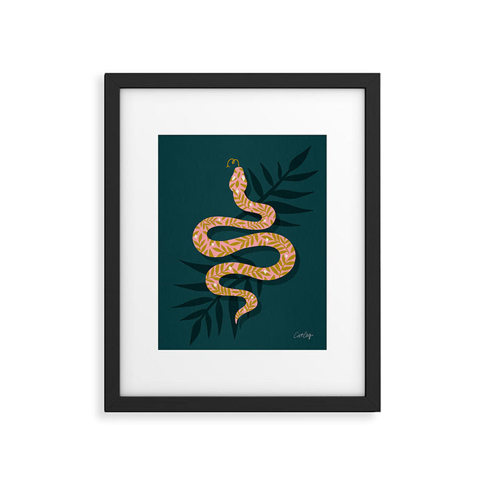 Tropical Serpent - Teal & Blush Framed Art Print Gallery Image 1
