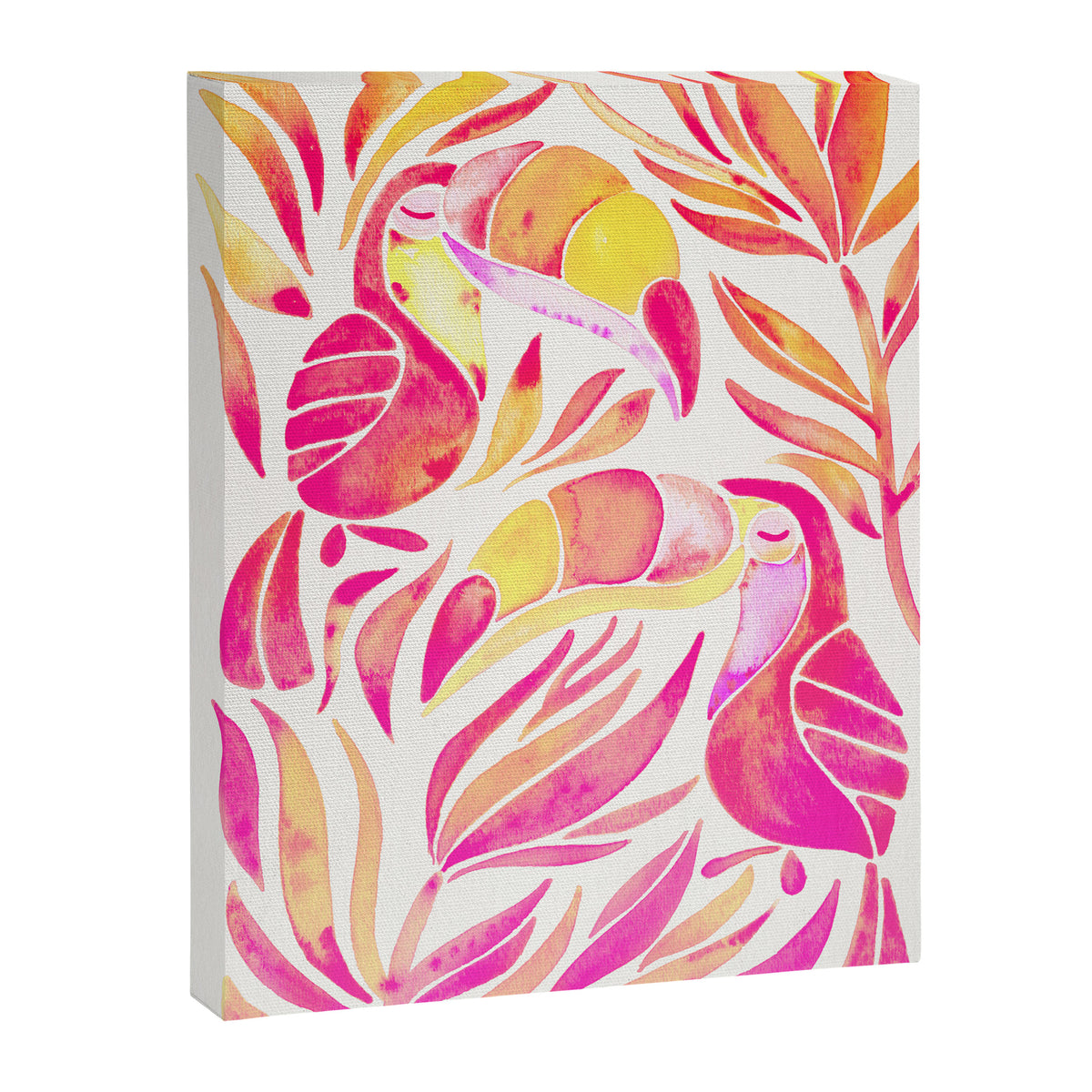 Tropical Toucans - Pink & Melon OmbrÃ© Canvas Print Gallery Image 8