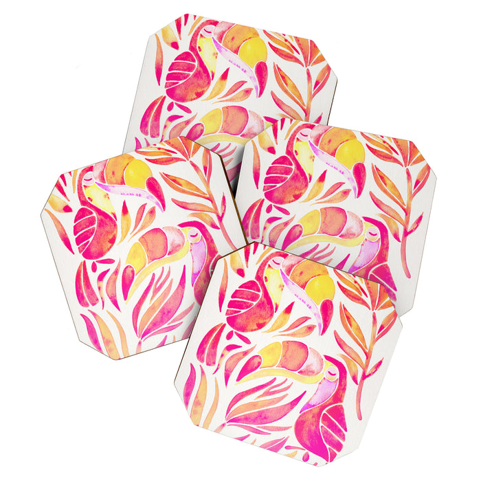 Tropical Toucans - Pink & Melon OmbrÃ© Coaster Gallery Image 1