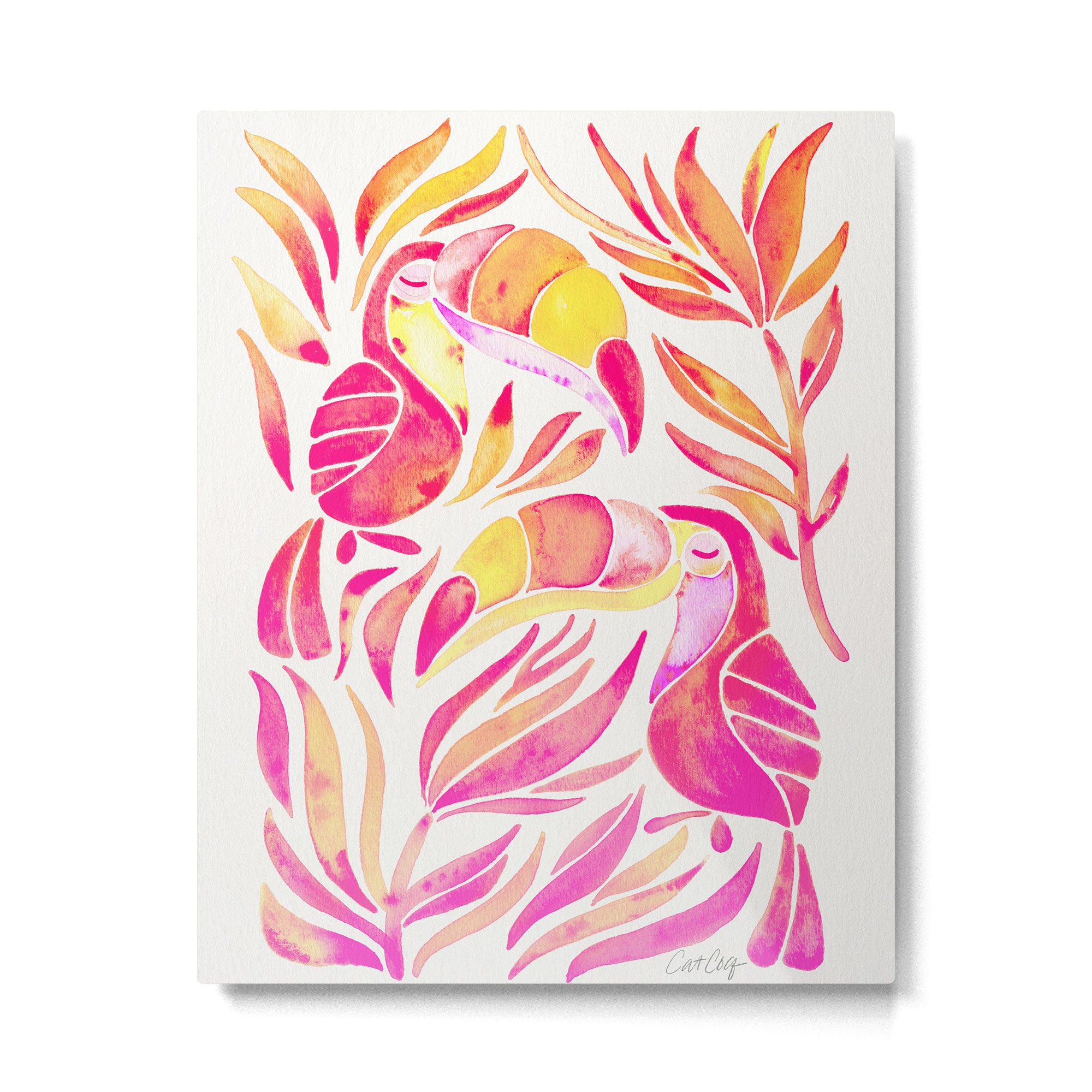 Tropical Toucans - Pink & Melon OmbrÃ© Metal Print Gallery Image 6