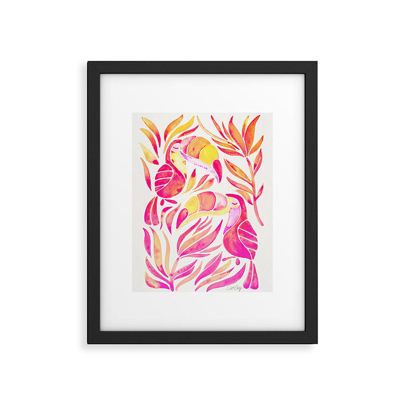Tropical Toucans - Pink & Melon OmbrÃ© Framed Art Print Gallery Image 4