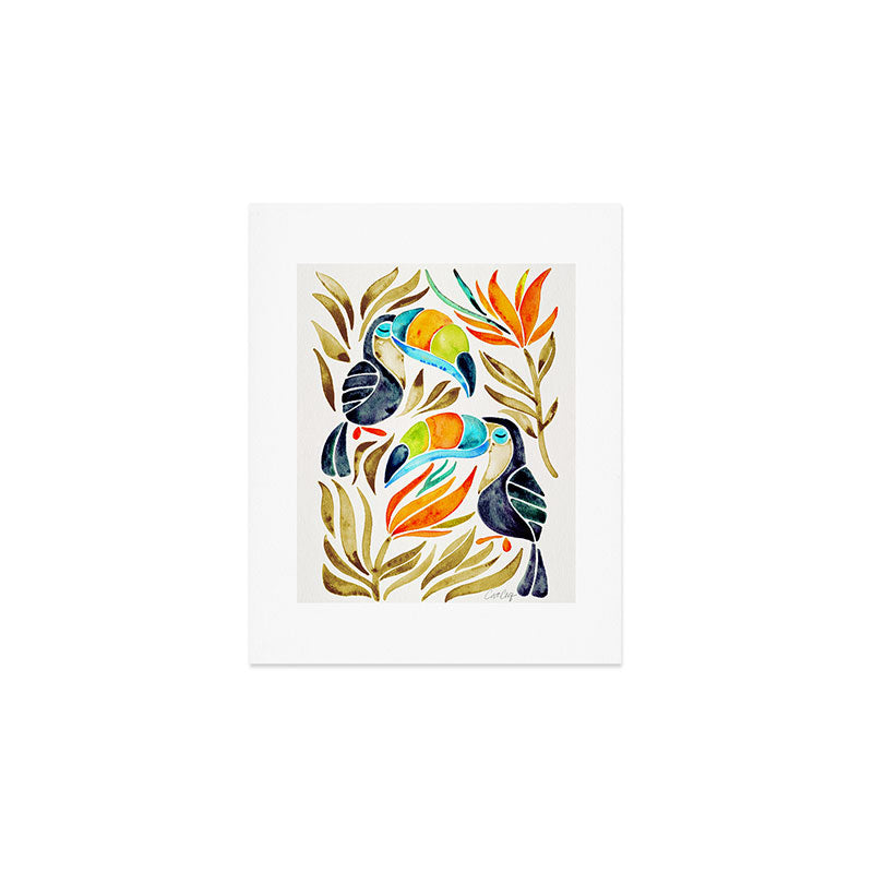 Tropical Toucans - Sepia Palette Art Print Gallery Image 1