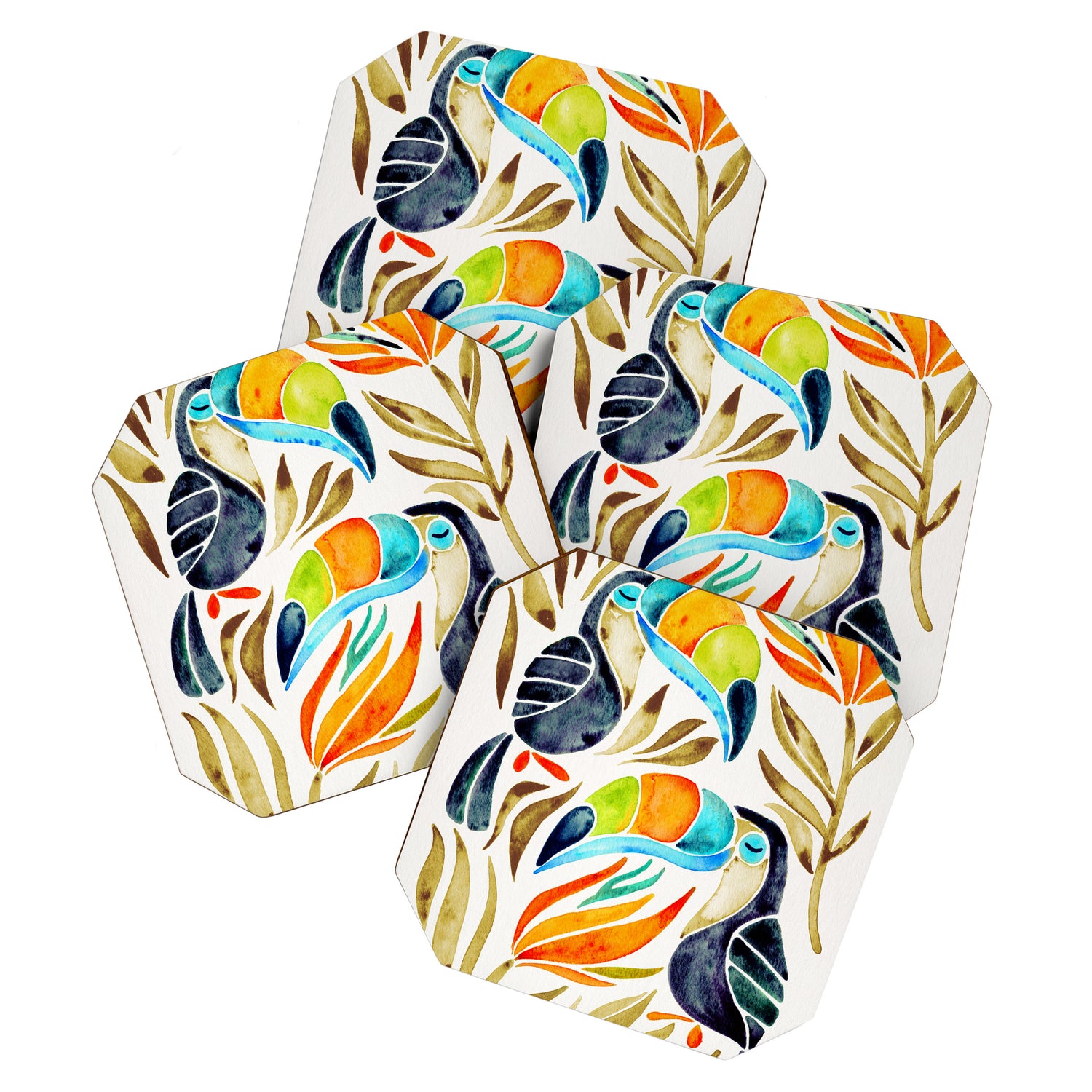 Tropical Toucans - Sepia Palette Coaster Gallery Image 1