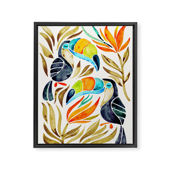 Tropical Toucans - Sepia Palette Framed Canvas Print Gallery Image 1