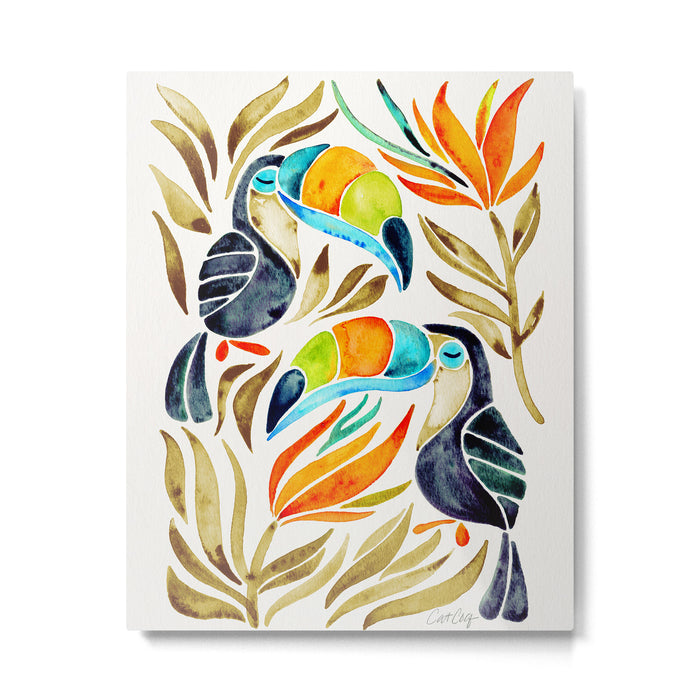 Tropical Toucans - Sepia Palette Metal Print Gallery Image 1