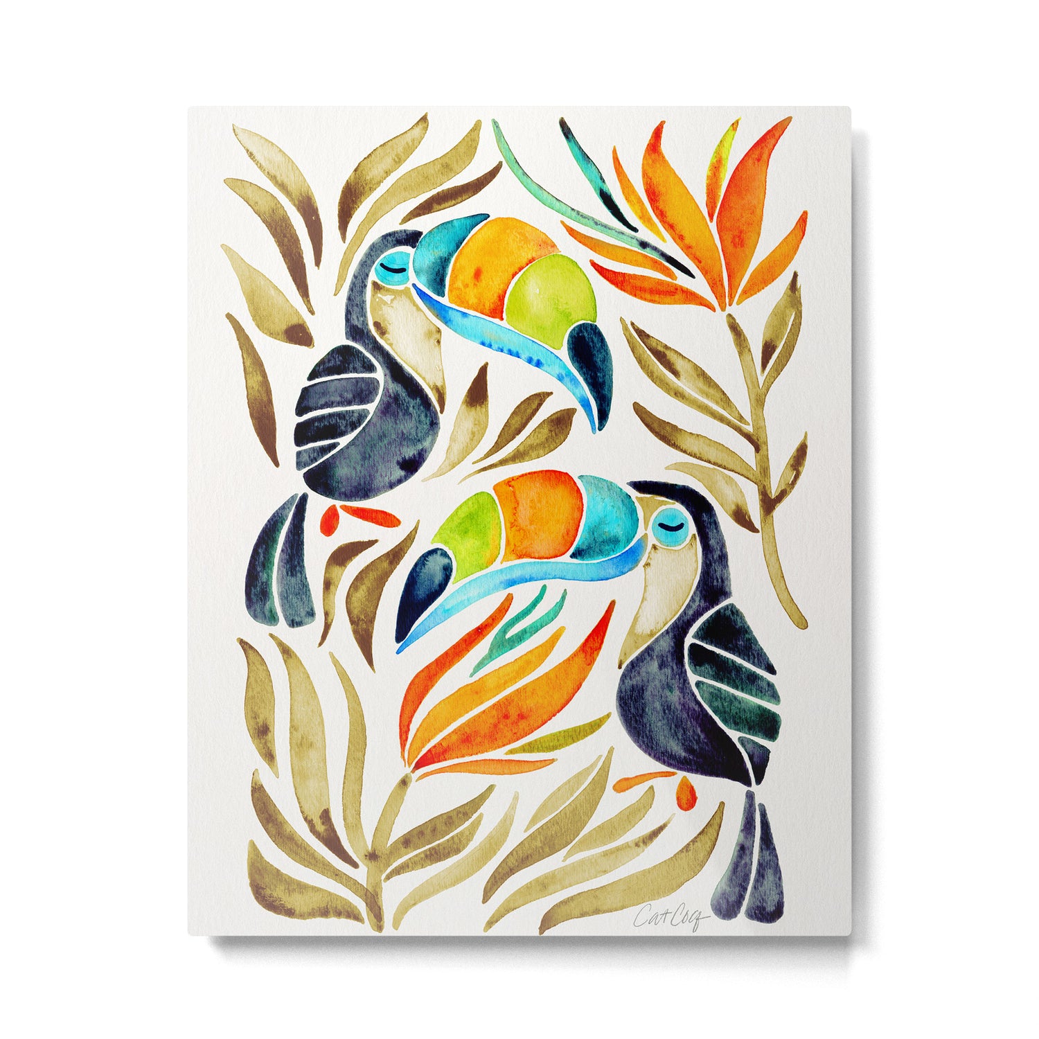 Tropical Toucans - Sepia Palette Metal Print Gallery Image 6