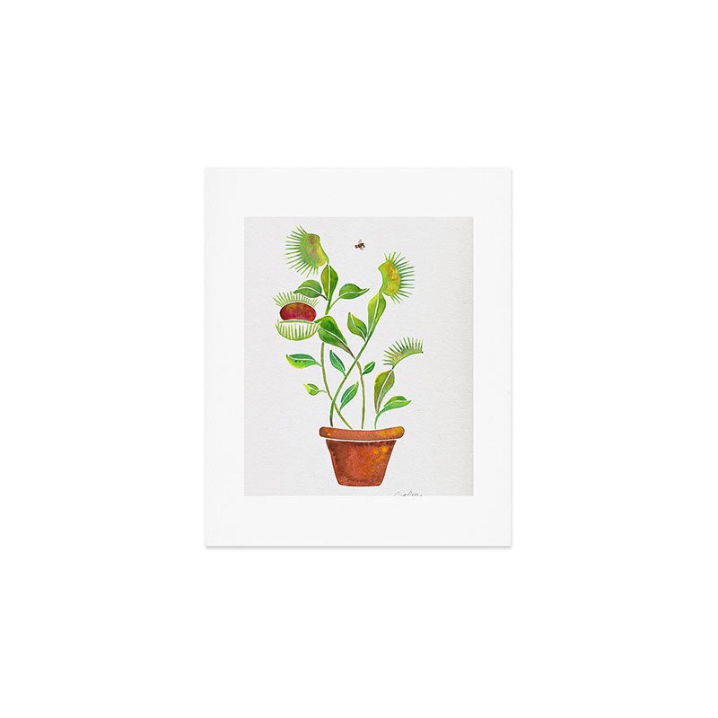 Venus Fly Trap Watercolor Art Print Gallery Image 1