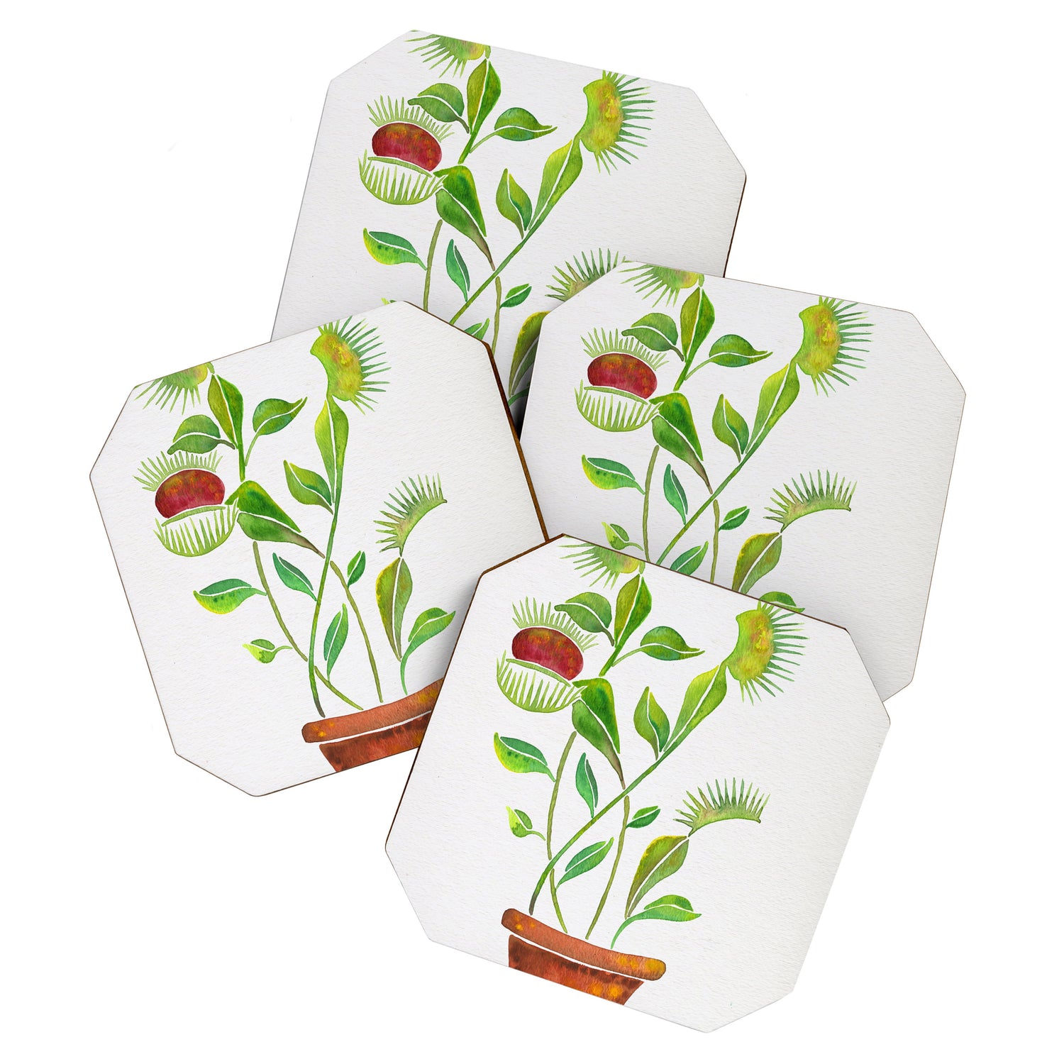 Venus Fly Trap Watercolor Coaster Gallery Image 1