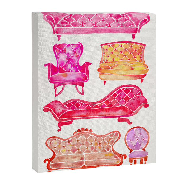 Victorian Lounge - Pink Palette Canvas Print Gallery Image 1