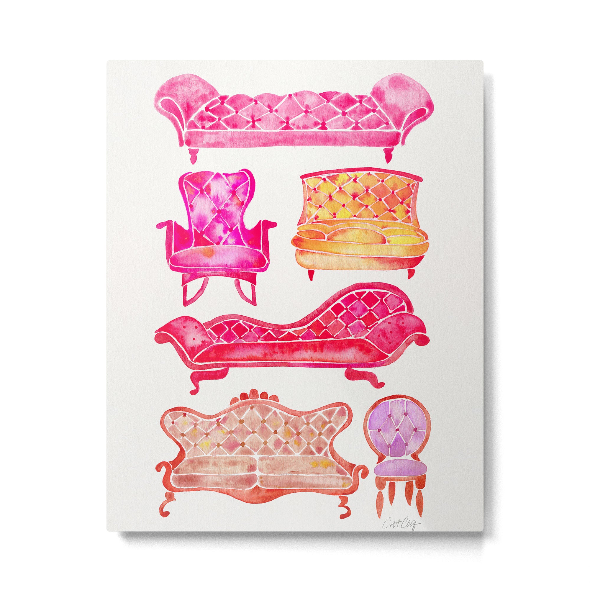 Victorian Lounge - Pink Palette Metal Print Gallery Image 4