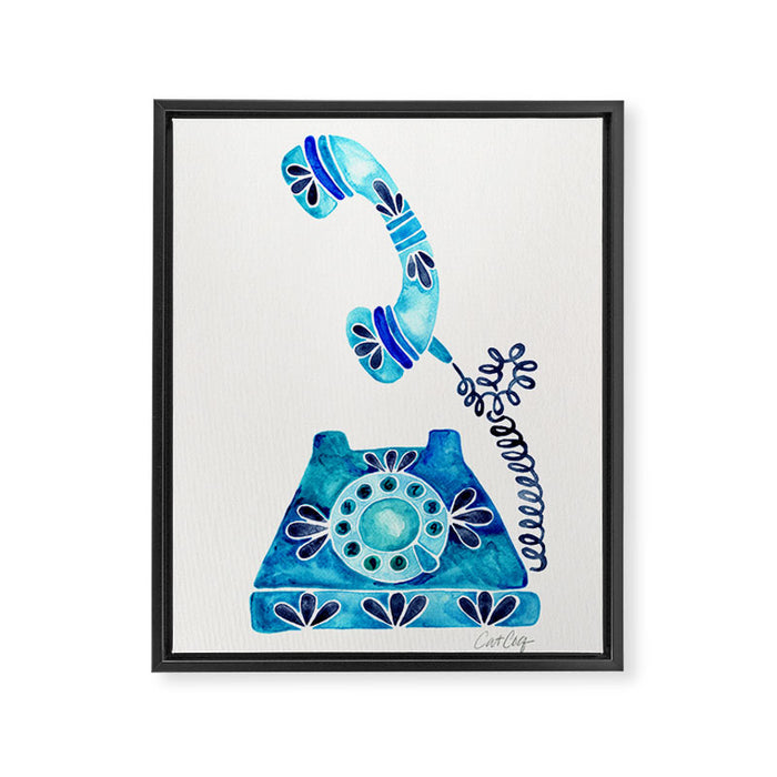 Vintage Rotary Phone - Blue Raspberry Framed Canvas Print Gallery Image 1
