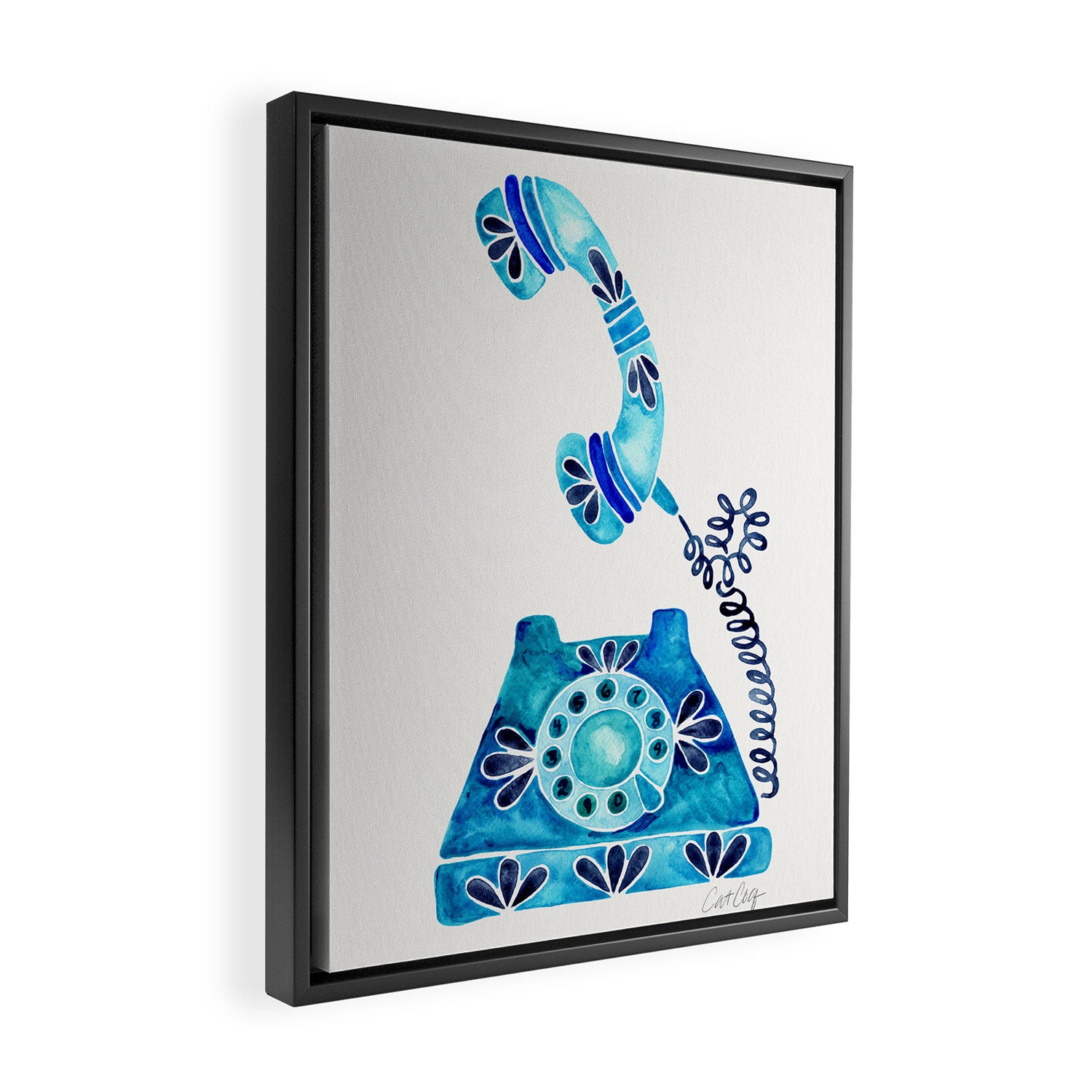 Vintage Rotary Phone - Blue Raspberry Framed Canvas Print Gallery Image 2