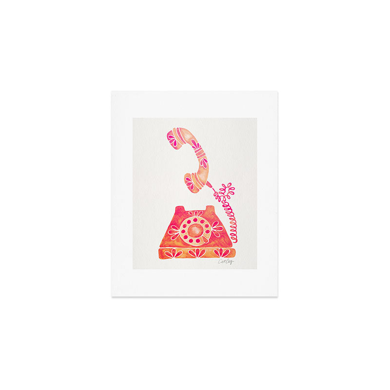 Vintage Rotary Phone - Peach Palette Art Print Gallery Image 1