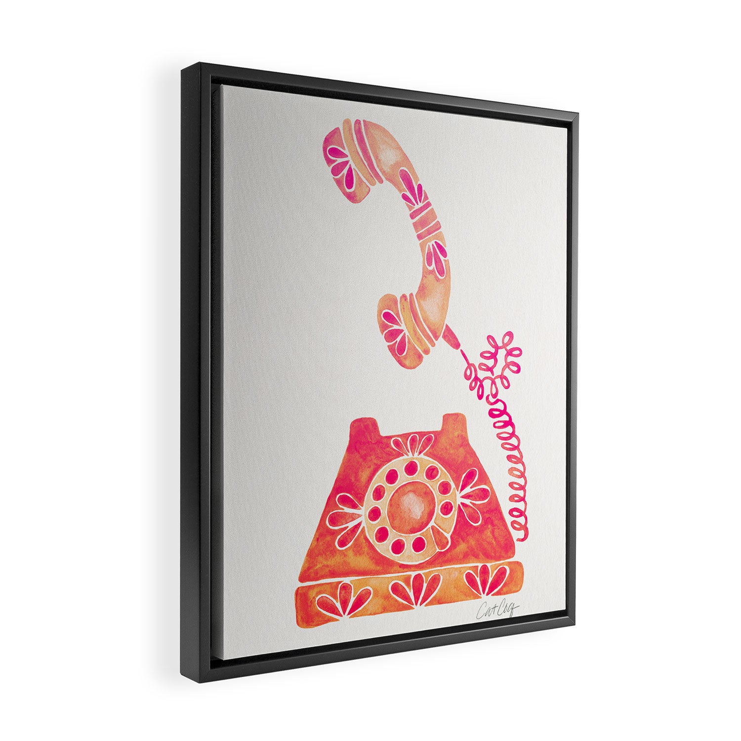 Vintage Rotary Phone - Peach Palette Framed Canvas Print Gallery Image 2