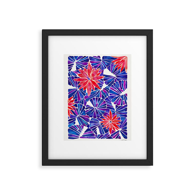 Water Lilies - Indigo & Red Palette Framed Art Print Gallery Image 6