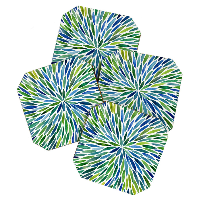Watercolor Burst - Blue & Green Coaster Gallery Image 1