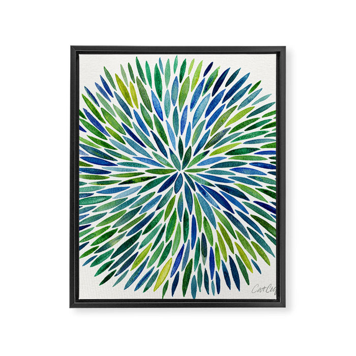 Watercolor Burst - Blue & Green Framed Canvas Print Gallery Image 1