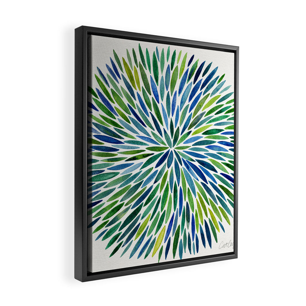 Watercolor Burst - Blue & Green Framed Canvas Print Gallery Image 2
