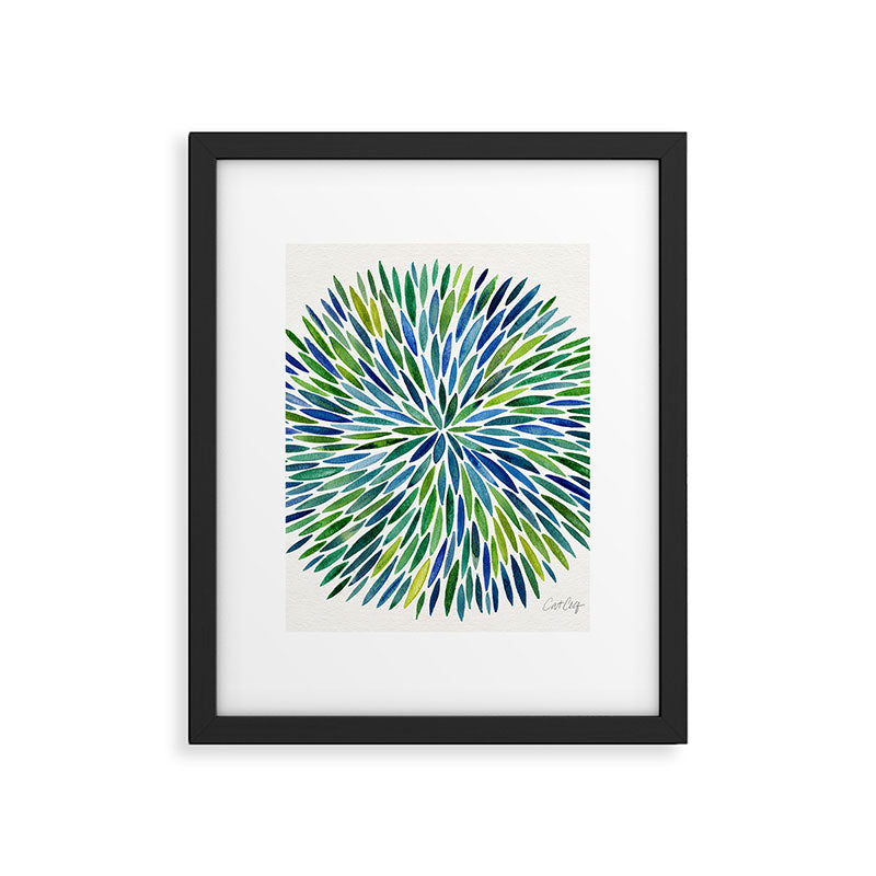 Watercolor Burst - Blue & Green Framed Art Print Gallery Image 6