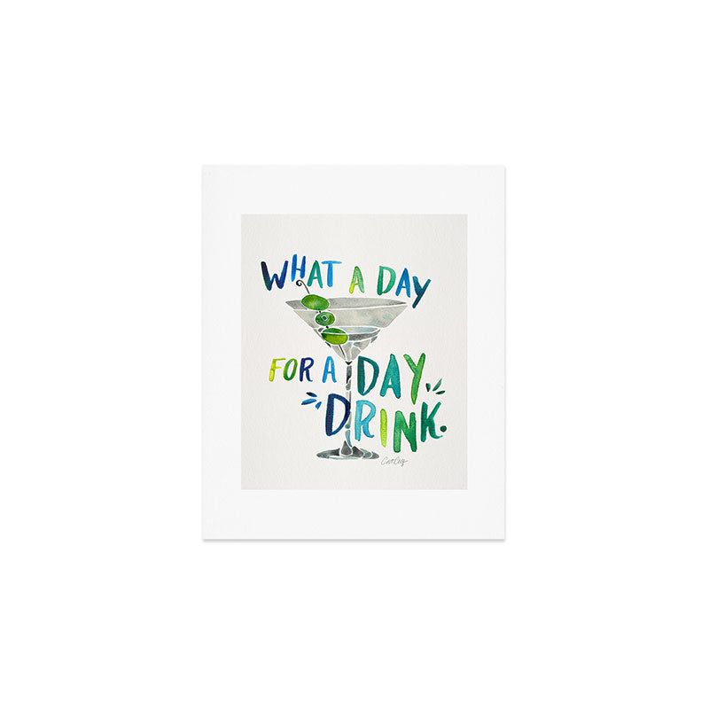 What a Day for a Day Drink - Blue & Green Palette Art Print Gallery Image 1