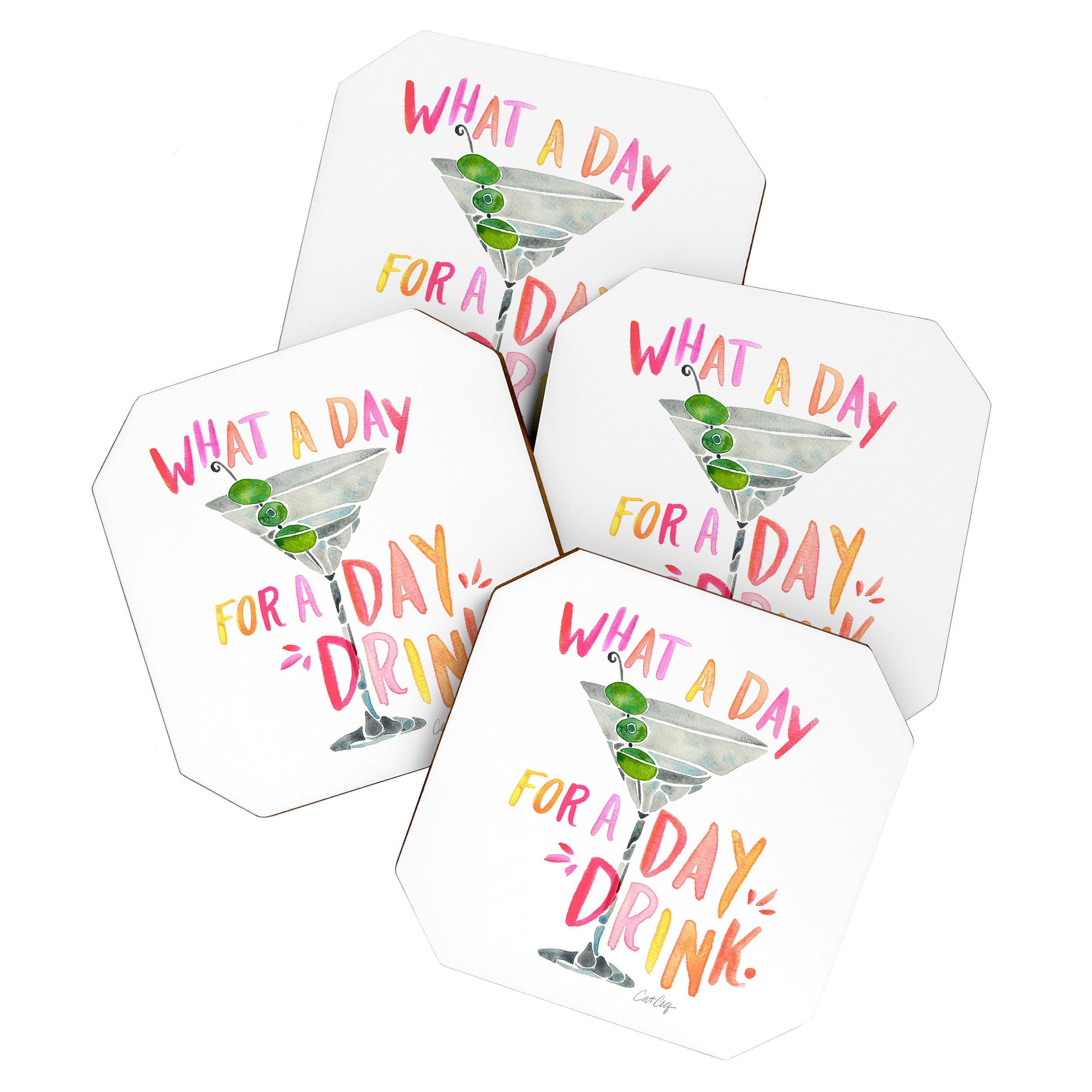 What a Day for a Day Drink â Melon Typography Coaster Gallery Image 1