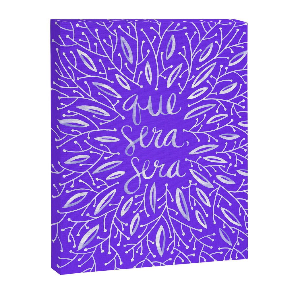 Whatever Will Be Will Be - Illustrated - White Ink on Lavender Canvas Print Gallery Image 8