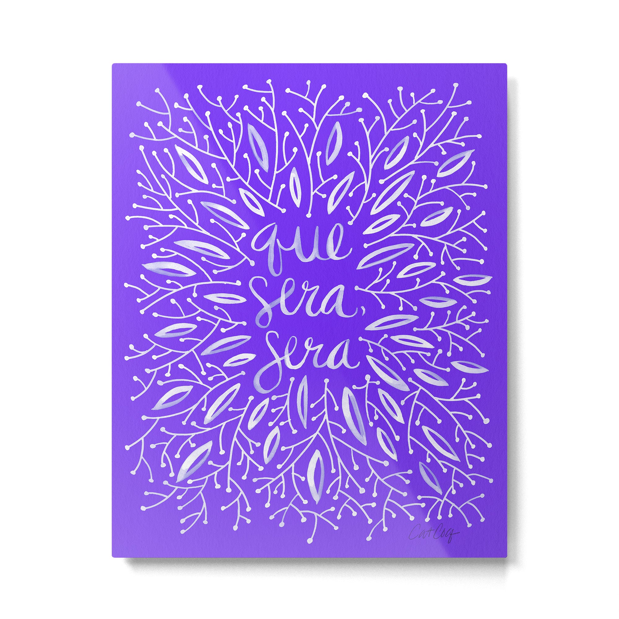 Whatever Will Be Will Be - Illustrated - White Ink on Lavender Metal Print Gallery Image 6